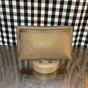 Henri Bendel Beige Leather Empire Clutch